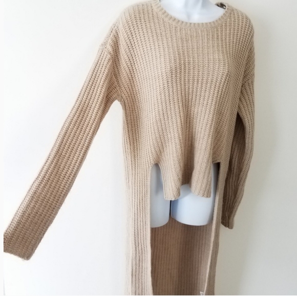 SOLD• Xhiliration Tan Knitted Sweater Medium - Picture 3 of 6